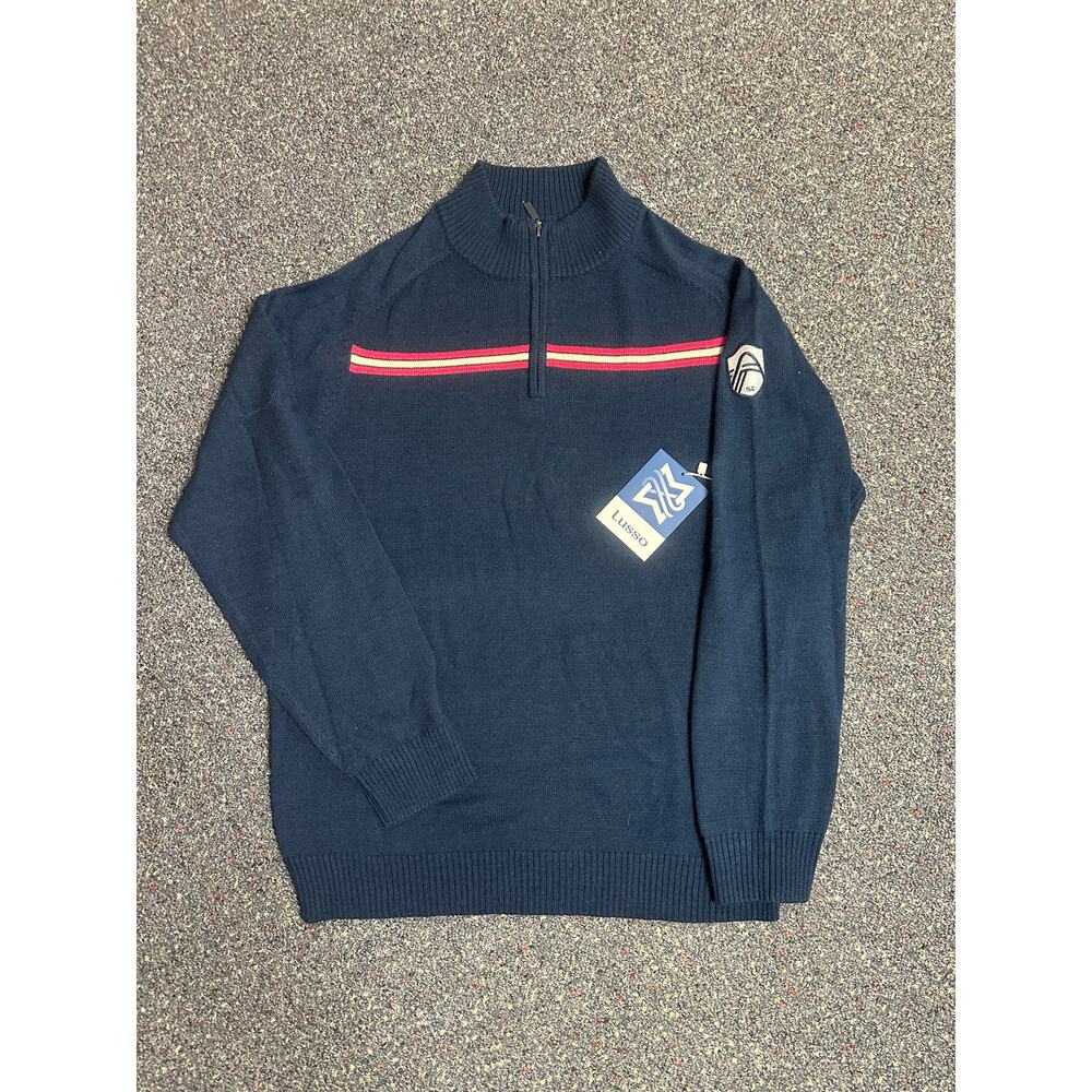 Lusso St. Louis CITY SC Quarter Zip Navy Red-White Striped Pull-Over